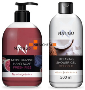 NATIGO Mydło i Żel pod Prysznic Świeże Figi i Orzech Kokosowy 2x 500ML