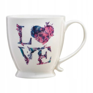 Kubek Porcelanowy Z Napisem Kwiatowy Love Ambition