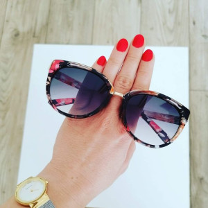 Okulary Przeciwsłoneczne Kocie Cat Eye Kwieciste