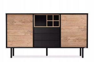Komoda Z Szufladą Czarna Loft 150 Dąb Lofty