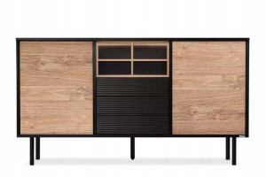 Komoda Z Szufladą Czarna Loft 150 Dąb Lofty