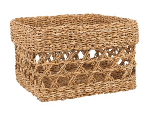 Kwadratowy Ażurowy Kosz Z Trawy Morskiej 31x31x21 Cm