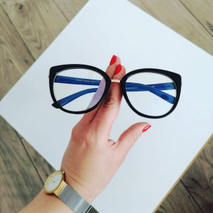 Okulary Kocie Zerówki Z Antyrefleksem Cat Eye Czarne