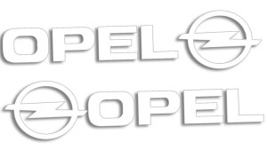 Wycinane naklejki Opel lewa i prawa (komplet) białe