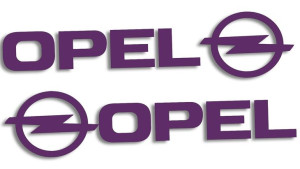 Wycinane naklejki Opel lewa i prawa (komplet) fioletowe