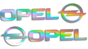 Wycinane naklejki Opel lewa i prawa (komplet) holograficzne