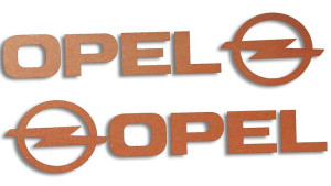Wycinane naklejki Opel lewa i prawa (komplet) miedziane