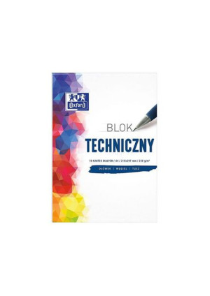 Blok Techniczny A4 biały.  250g kart 10.  Oxford.