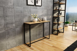 Konsola Siva stolik przyścienny 110x35cm, blat 4cm dębowy fornir loftowa