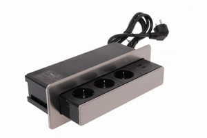 Port HopBox 3 gniazda 2 usb alu.szczotka