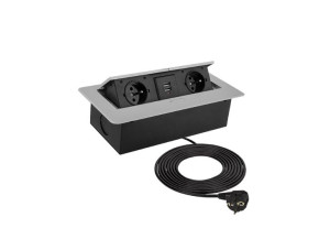 Port Kombi Box 2 gniazda 2 usb aluminium
