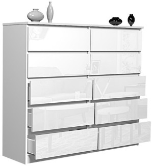 Komoda Biały Połysk York 120 10 Szuflad -producent