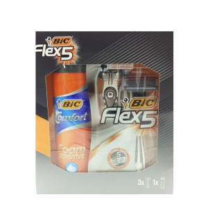 Bic Zestaw Flex5 (Maszynka 3 szt+Pianka do golenia 250 ml)