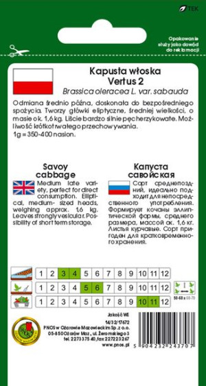 Kapusta Włoska Vertus 2 Smaczna Pnos