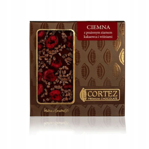 Czekolada ciemna z ziarnem kakaowca i wiśniami 85g