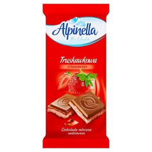 ALPINELLA Czekolada mleczna nadz truskawkowa 90g
