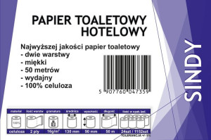 PAPIER TOALETOWY HOTELOWY SINDY Celuloza 24 rolki Biały