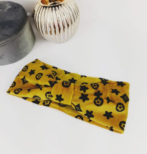 Opaska Na Włosy Ciepła Welurowa Turban Musztarda