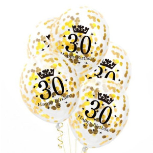 Balony 30 Urodziny Przeźroczyste Konfetti 10sztuk
