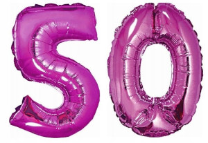 Balony 50 urodziny zestaw różowe 35cm MEGA
