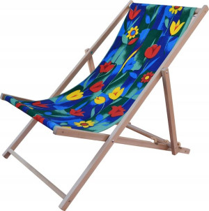 Leżak DREWNIANY LEŻAKI PLAŻOWE 100% Bawełna