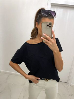 T-shirt damski z krótkim rękawem, kieszonka czarny UNI
