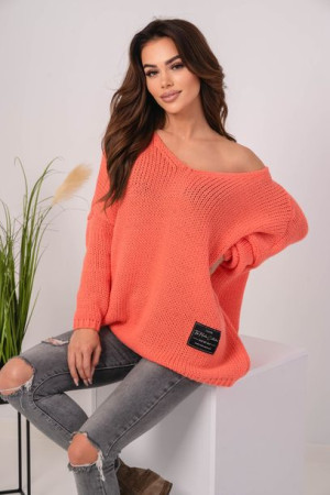 Sweter over V- classic pomarańczowy UNI