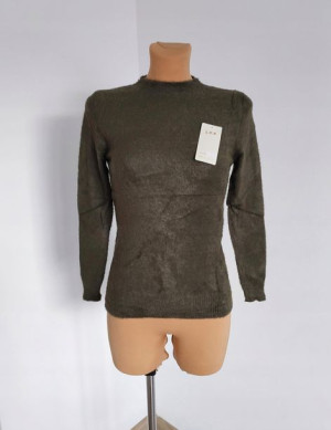 Klasyczny Gładki Sweter Damski Bluzka Khaki