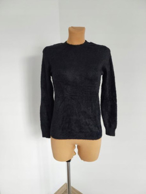 Klasyczny Gładki Sweter Damski Bluzka Czarny
