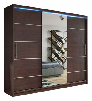 Szafa przesuwna 180cm RIO 3 z lustrem WENGE półki