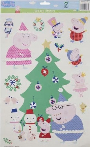 NAKLEJKI na okno szyby choinka święta Peppa