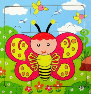 Edukacyjne Puzzle Drewniane 9el.motylek