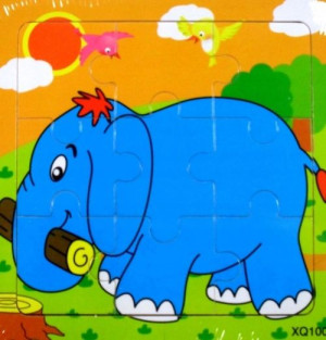 Edukacyjne Puzzle Drewniane 9el.słonik