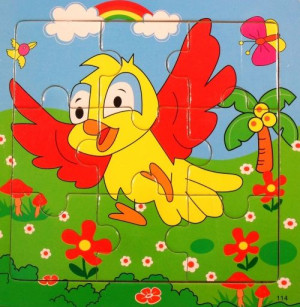 Edukacyjne Puzzle Drewniane 9 El Ptaszek