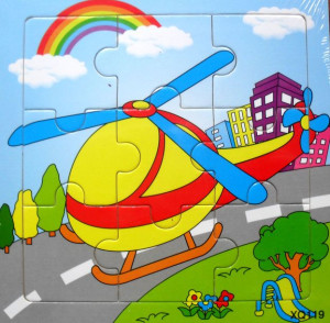 Edukacyjne Puzzle Drewniane 9el.helikopter