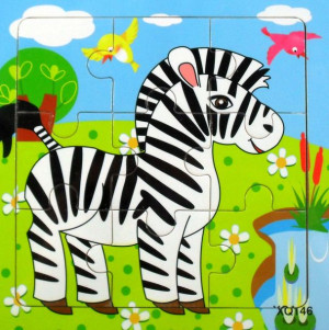 Edukacyjne Puzzle Drewniane 9el.zebra