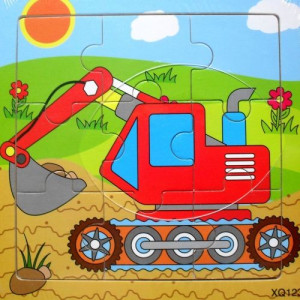 Edukacyjne Puzzle Drewniane 9el. Koparka