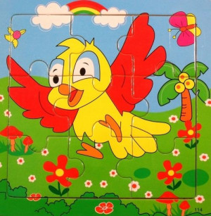 Edukacyjne Puzzle Drewniane 9el.ptaszek