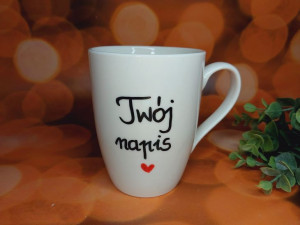 Kubek Twój napis+ozdobny kartonik