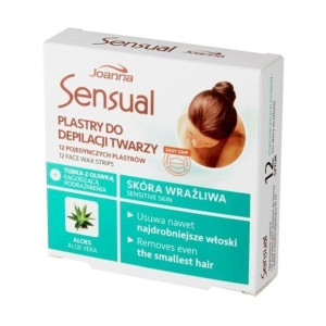 Joanna Sensual, plastry do depilacji twarzy z aloesem, skóra wrażliwa 12szt