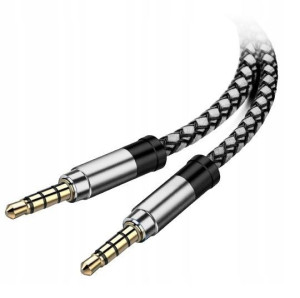 Długi Mocny Kabel 1,5 M Aux Mini Jack 3,5 Mm Oplot