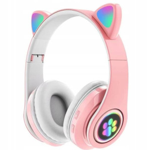 Słuchawki Dla Dzieci Bluetooth Led Rgb Kocie Uszy