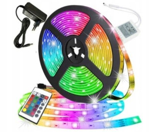 Taśma Led Smd Wodoodporna 5m Rgb Kolorowa + Pilot