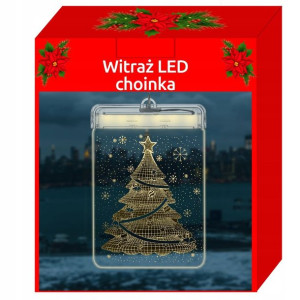Witraż LED 3D Ozdoba na Baterie Lampki Świąteczne
