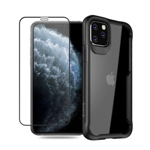 Zestaw etui + szkło Crong Hybrid Clear Cover Apple iPhone 11 Pro (czarny)