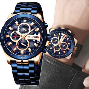 CURREN Elegancki Zegarek Męski Bransoleta Chronograf