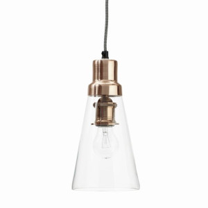 Lampa szklana z miedzianą oprawką Hubsch