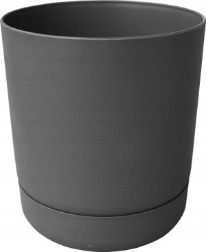 Doniczka z podstawką Satina śr. 15 cm- Antracyt