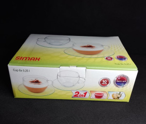 Filiżanki ze spodkiem szklane DO KAWY herbaty klp 12elem. 250ml