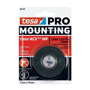 Taśma montaż.dwustr.pian.acx+mp 1,5m:19mm czarna pro